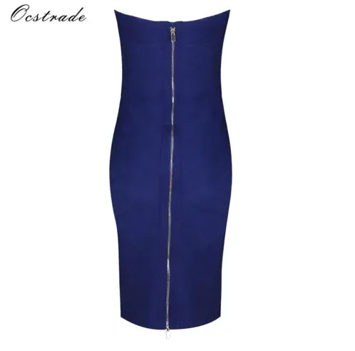 مجموعة اروين التجاريهARWEN&AJH GROUP Hot Sale Fashion Woman Midnight Blue Strapless Bodycon bandaged Dress High Quality