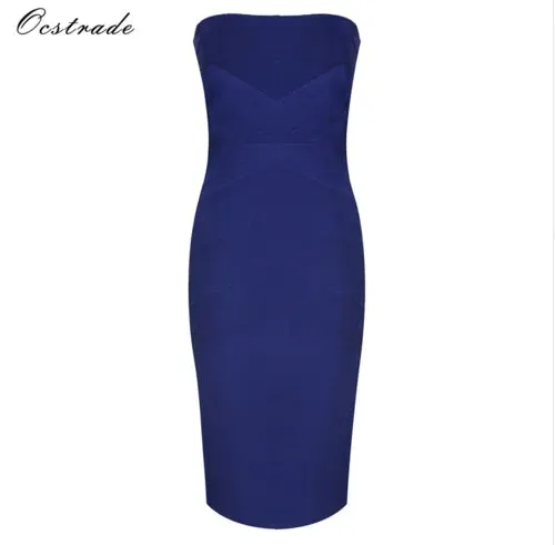 مجموعة اروين التجاريهARWEN&AJH GROUP Hot Sale Fashion Woman Midnight Blue Strapless Bodycon bandaged Dress High Quality