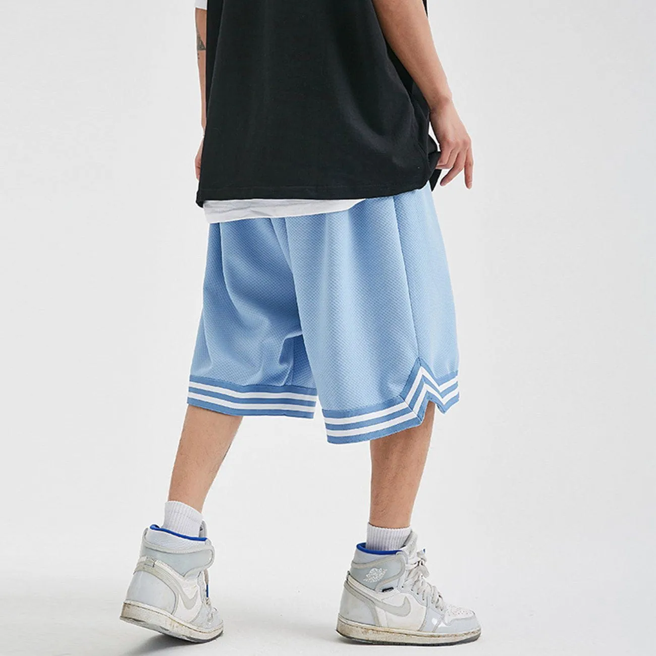1984® - Embroidered Letters Striped Drawstring Shorts