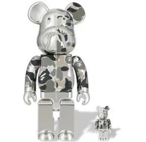 ABC Camo Shark- Silver 100% & 400%  Be@rbrick