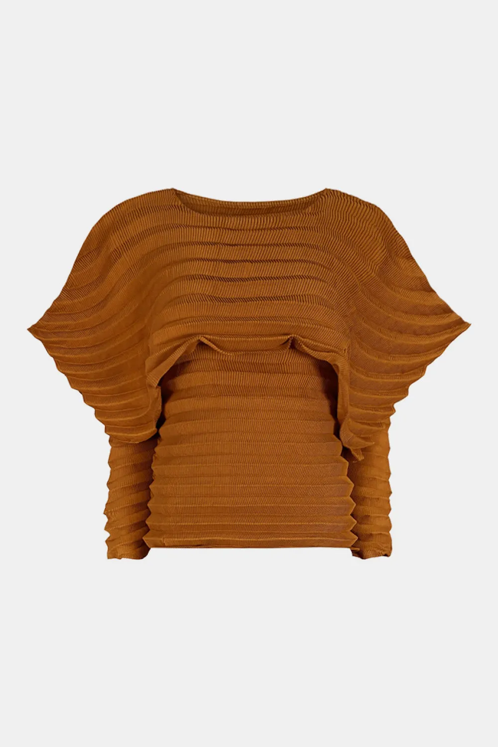 Accordion Pleated Cape Collar Top