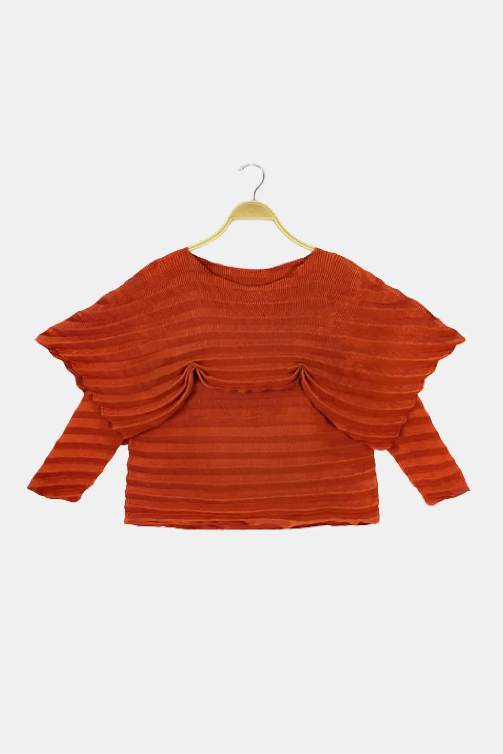 Accordion Pleated Cape Collar Top