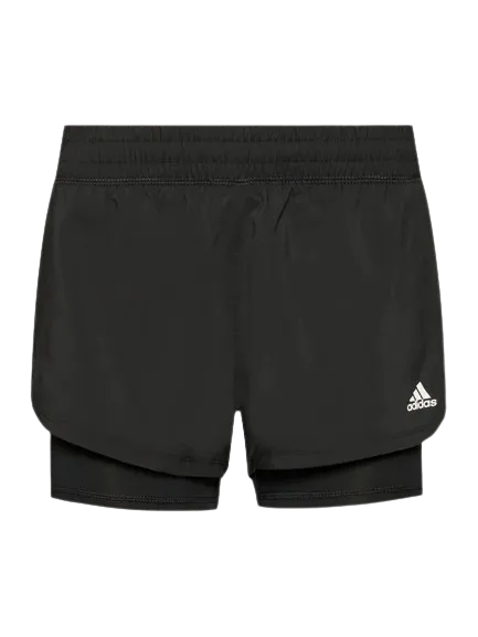 ADIDAS 3 STRIPE 2 IN 1 SHORTS - WOMENS - BLACK