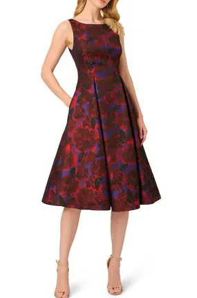 Adrianna Papell jacquard sleeveless bodycon bateau neck fit dress