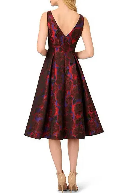 Adrianna Papell jacquard sleeveless bodycon bateau neck fit dress