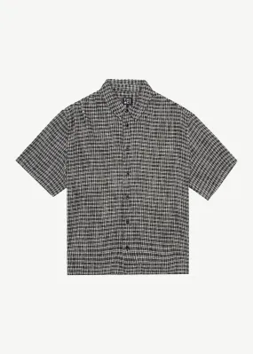 AFENDS Mens Asta - Seersucker Check Shirt - Steel Check