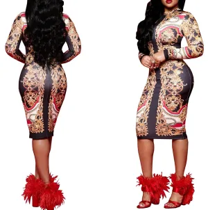Afrikan Inspired Women's Sexy V-Neck Dresses Casual