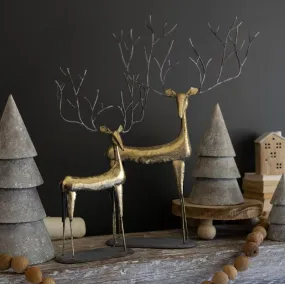 Antique Gold Metal Christmas Deer