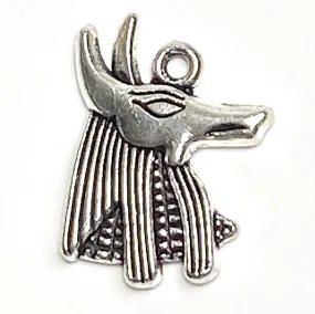 Anubis / Anpu Charm/Pendant 3/4" Metal, Bright Silver  20mm  # FJ-106