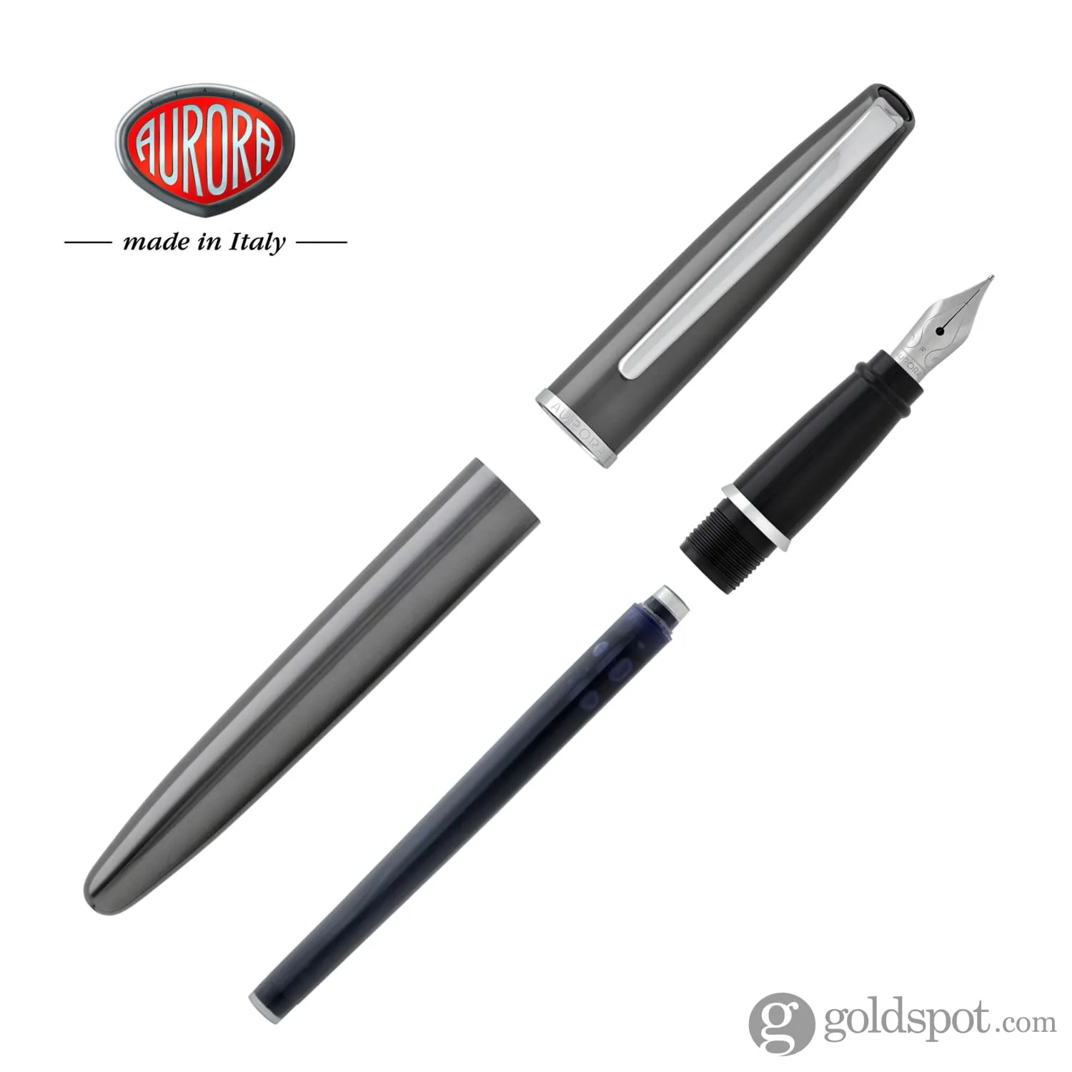 Aurora Style Lacquer Fountain Pen in Shiny Gunmetal