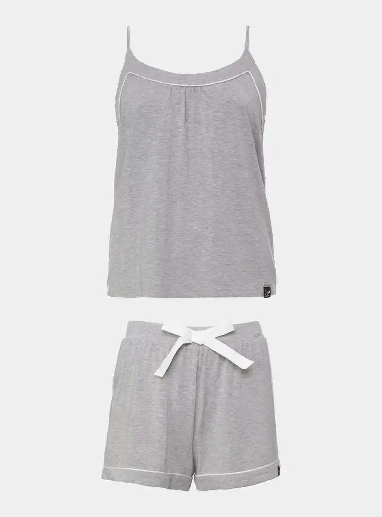 Bamboo Cami Short Pyjama Set in Grey Marl
