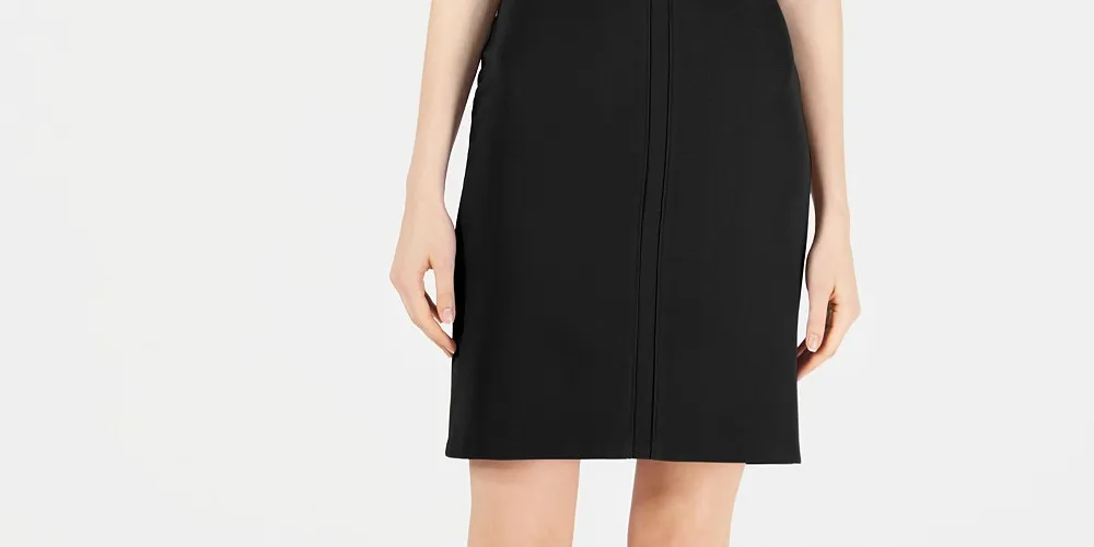 Bar III Women's Split-Neck Bodycon Dress Black Size Small
