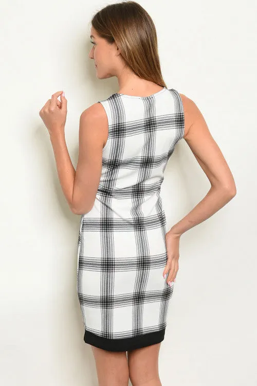Black and White Plaid Bodycon Dress