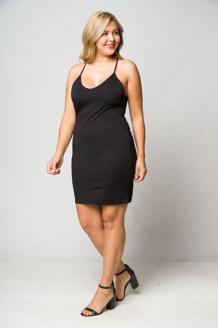 Black Lace Accent Bodycon Plus Size Dress