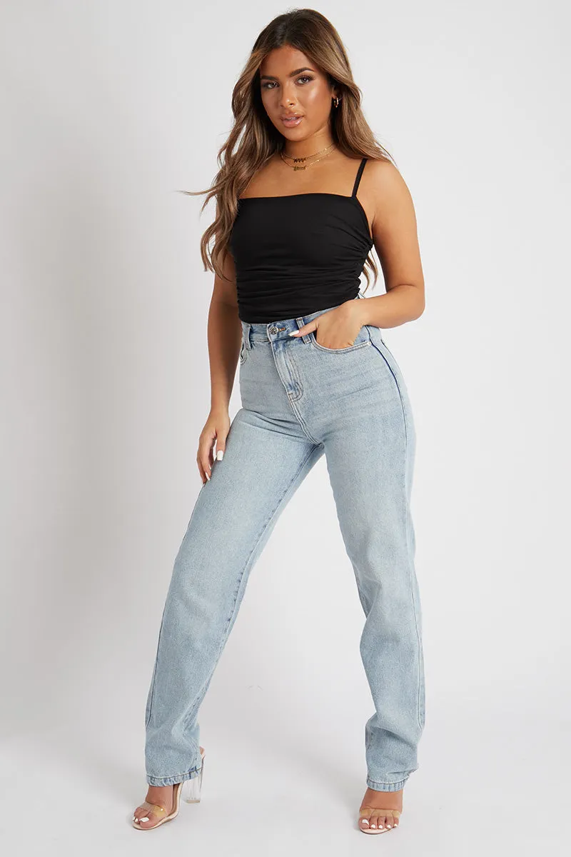 Black Mesh Ruched Bodysuit - Myers