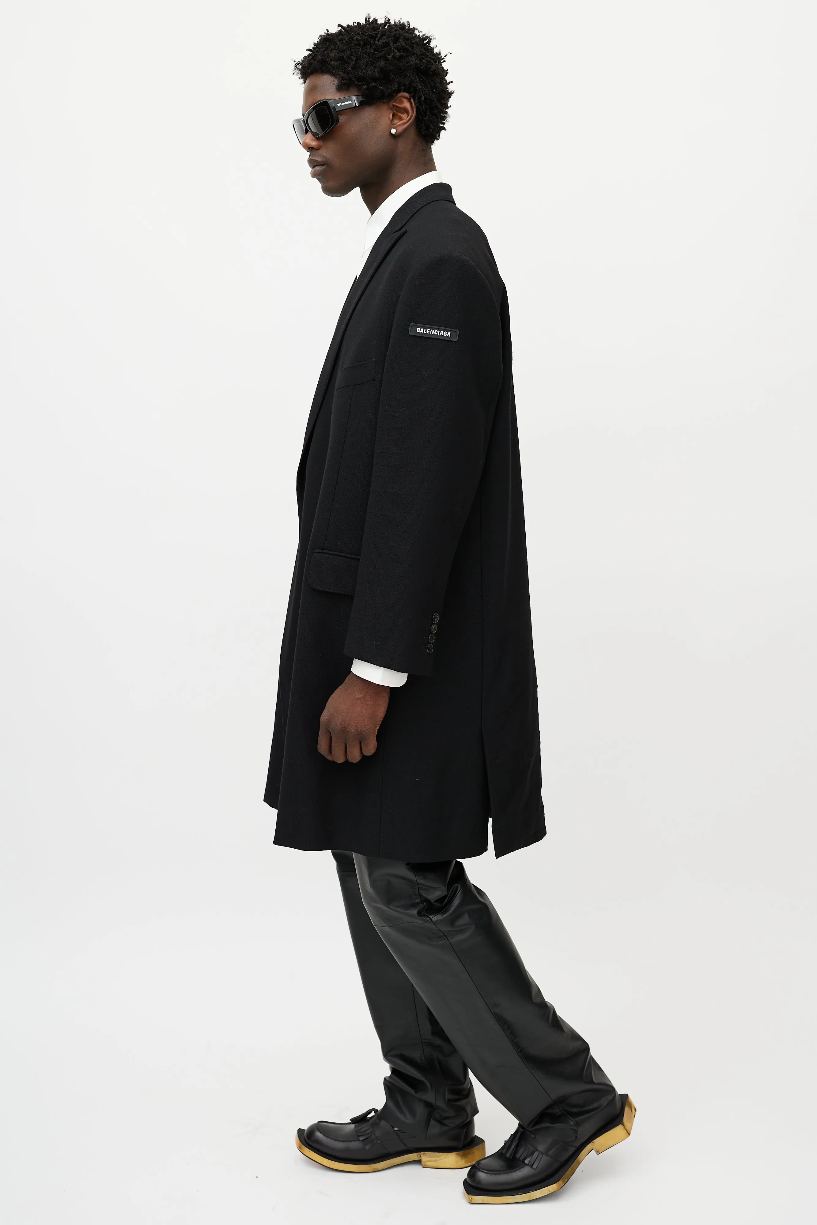 Black Wool Logo Coat