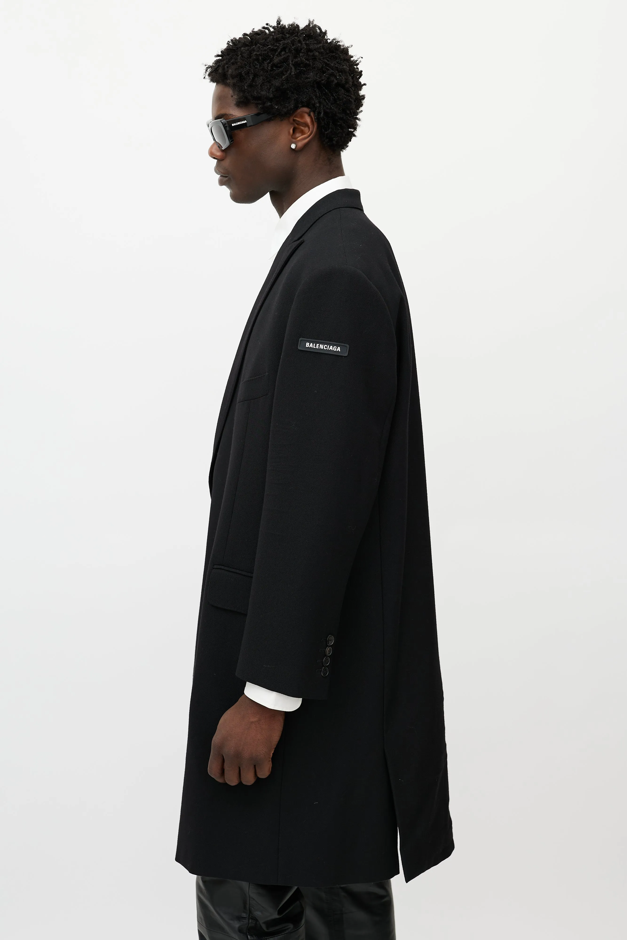 Black Wool Logo Coat