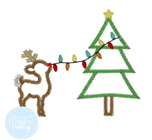 Boy Shirt -Reindeer with Christmas Lights