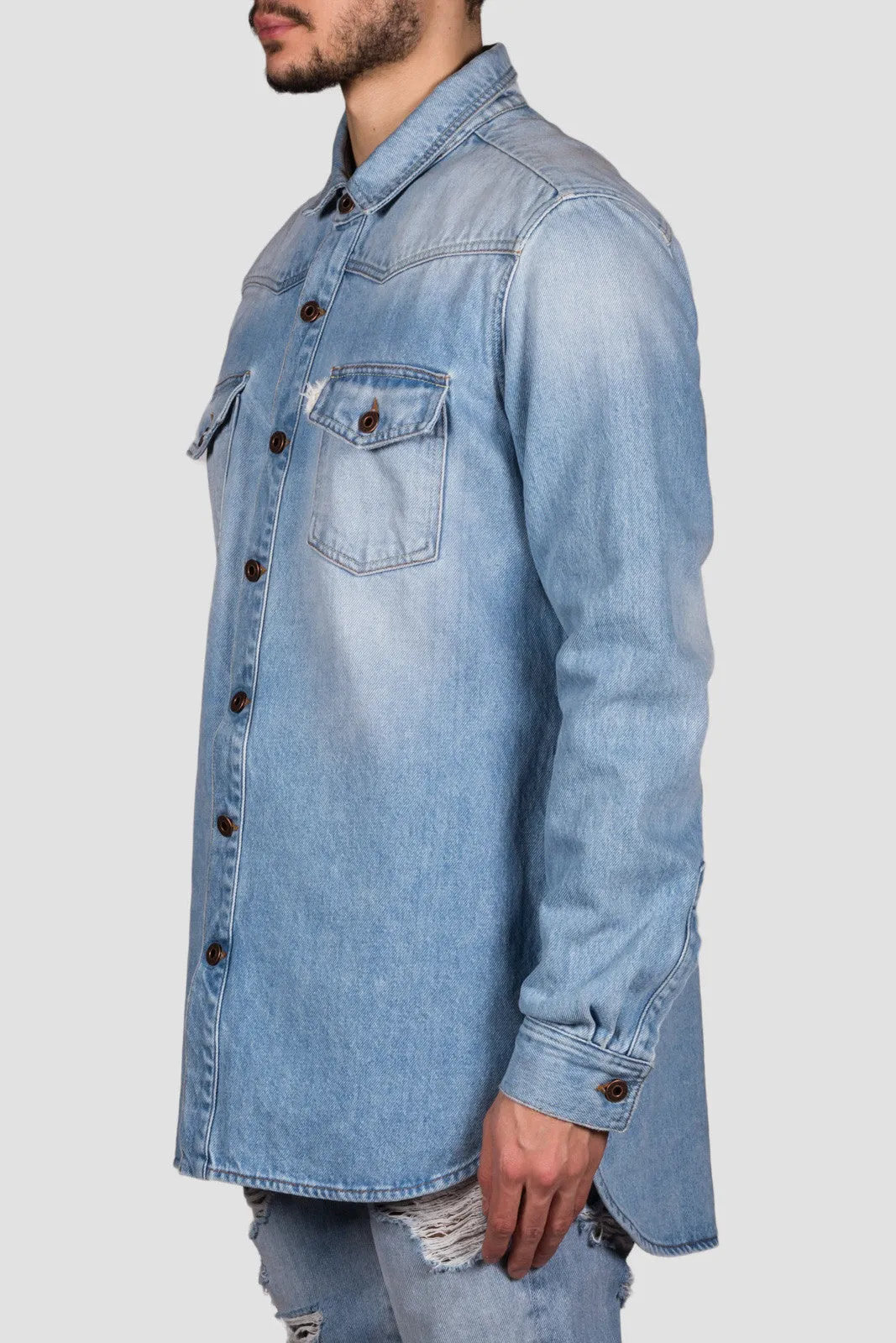 Brushed Denim Shirt Bleach White