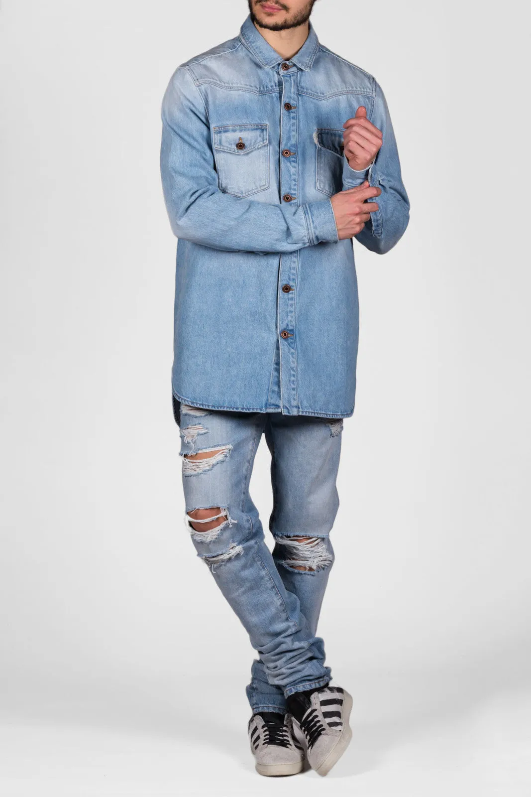 Brushed Denim Shirt Bleach White