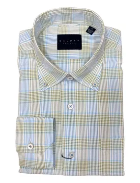 Calder Shirt Luxe Seersucker Lime and Blue Plaid