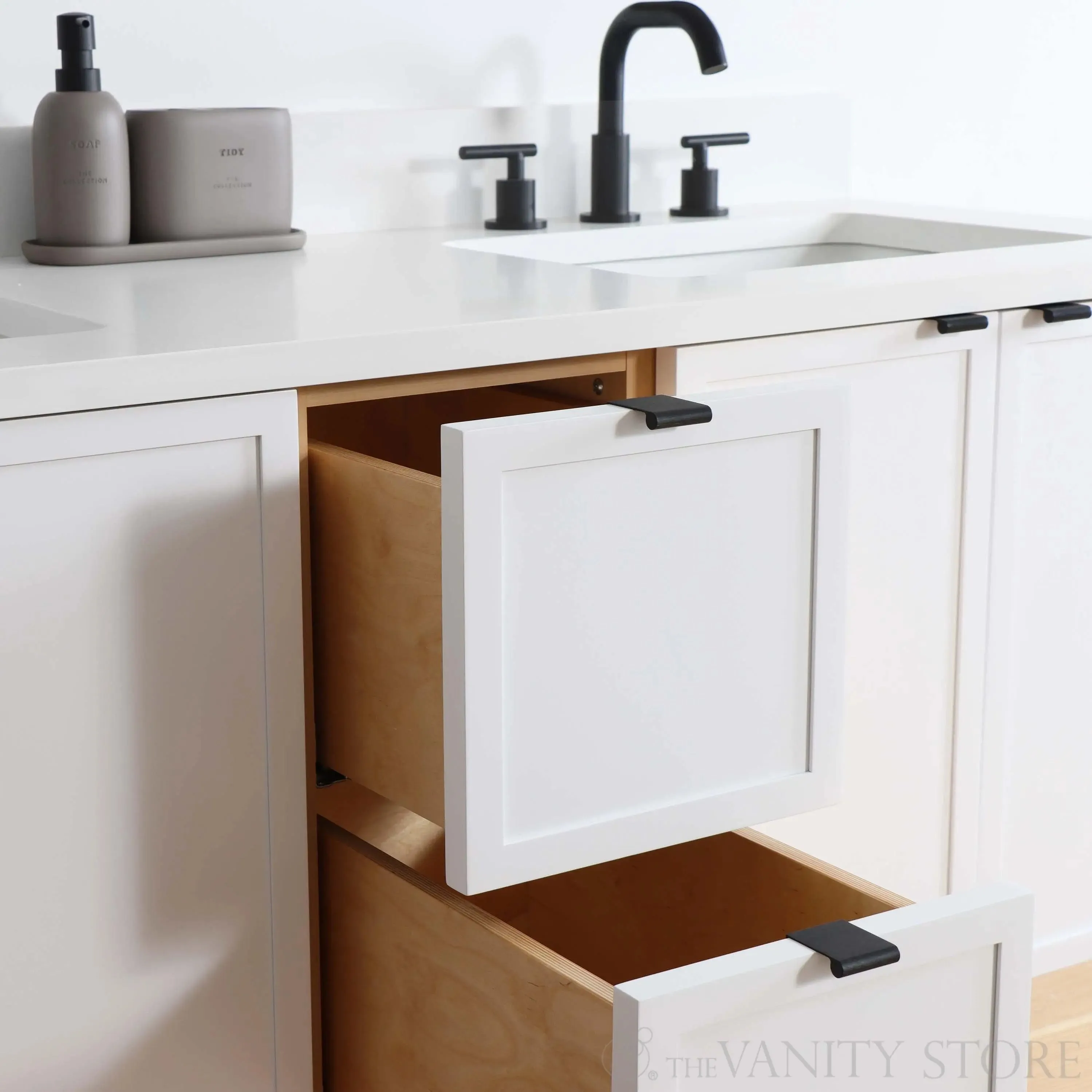 Cape Breton 60" Wall Mount Satin White Bathroom Vanity, Double Sink