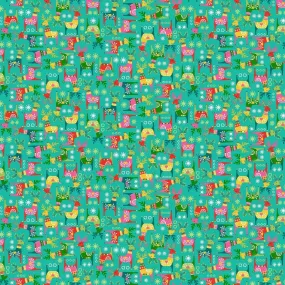 Christmas Brights | Teal Rudolph by Makower UK for Andover Fabrics | MU-023-T