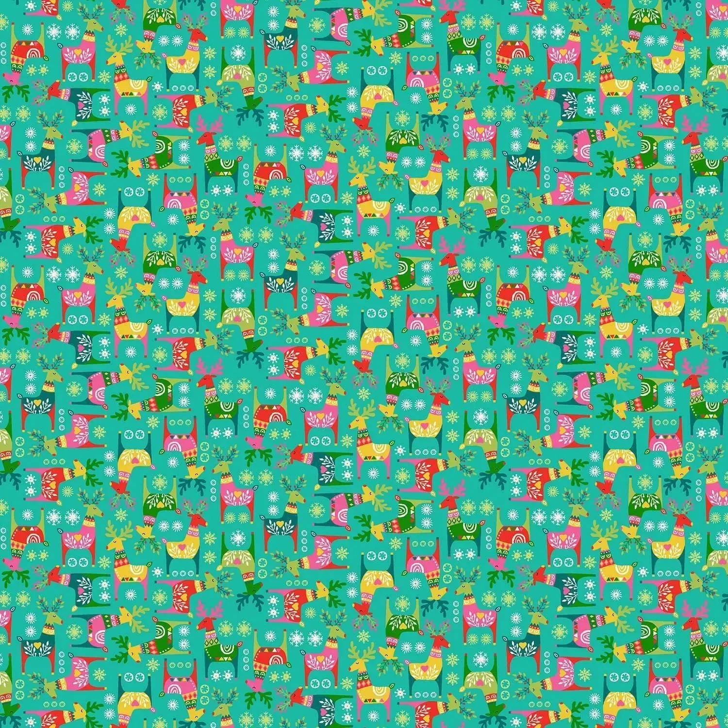 Christmas Brights | Teal Rudolph by Makower UK for Andover Fabrics | MU-023-T