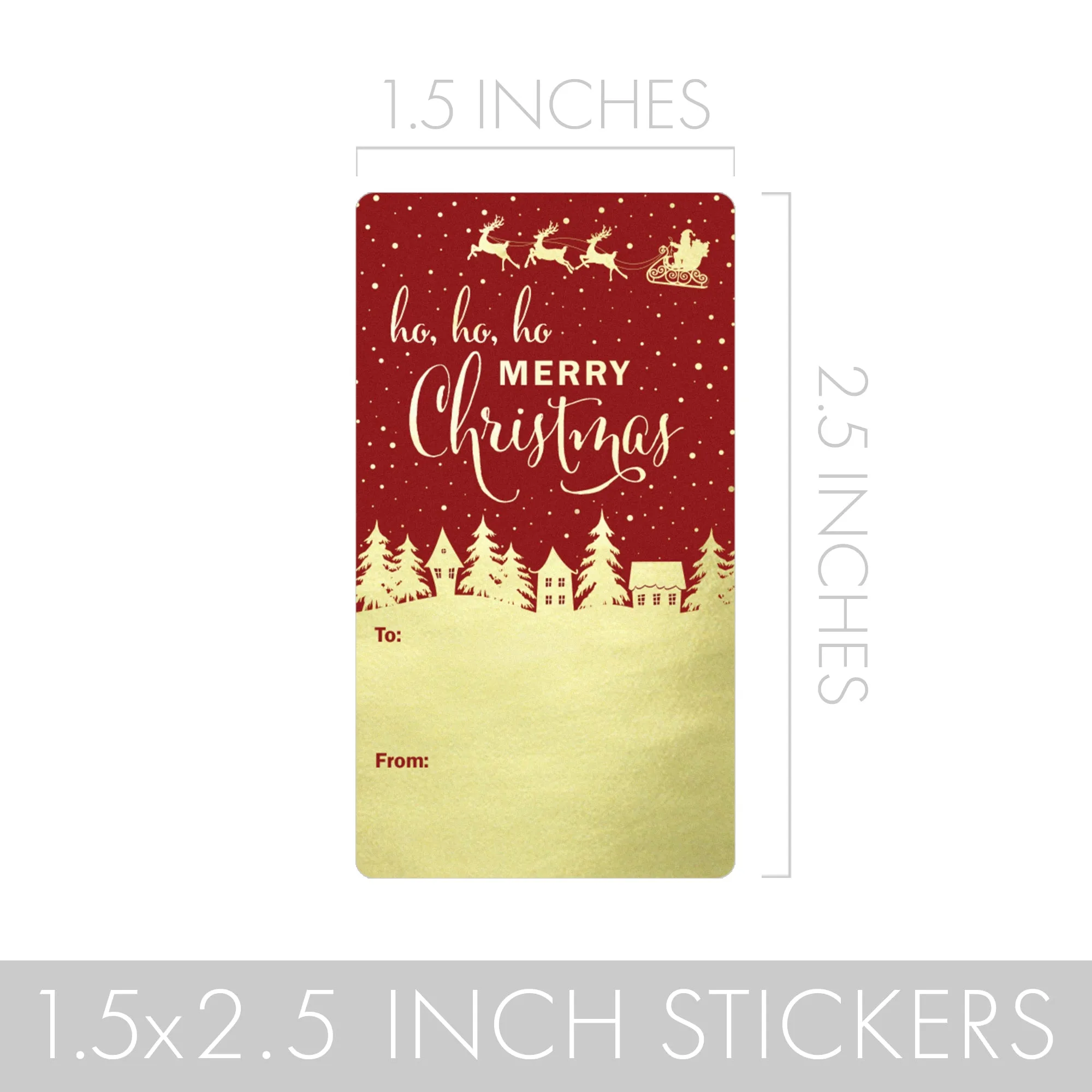 Christmas Gift Tag Stickers: Gold Foil & Red - 75 Stickers