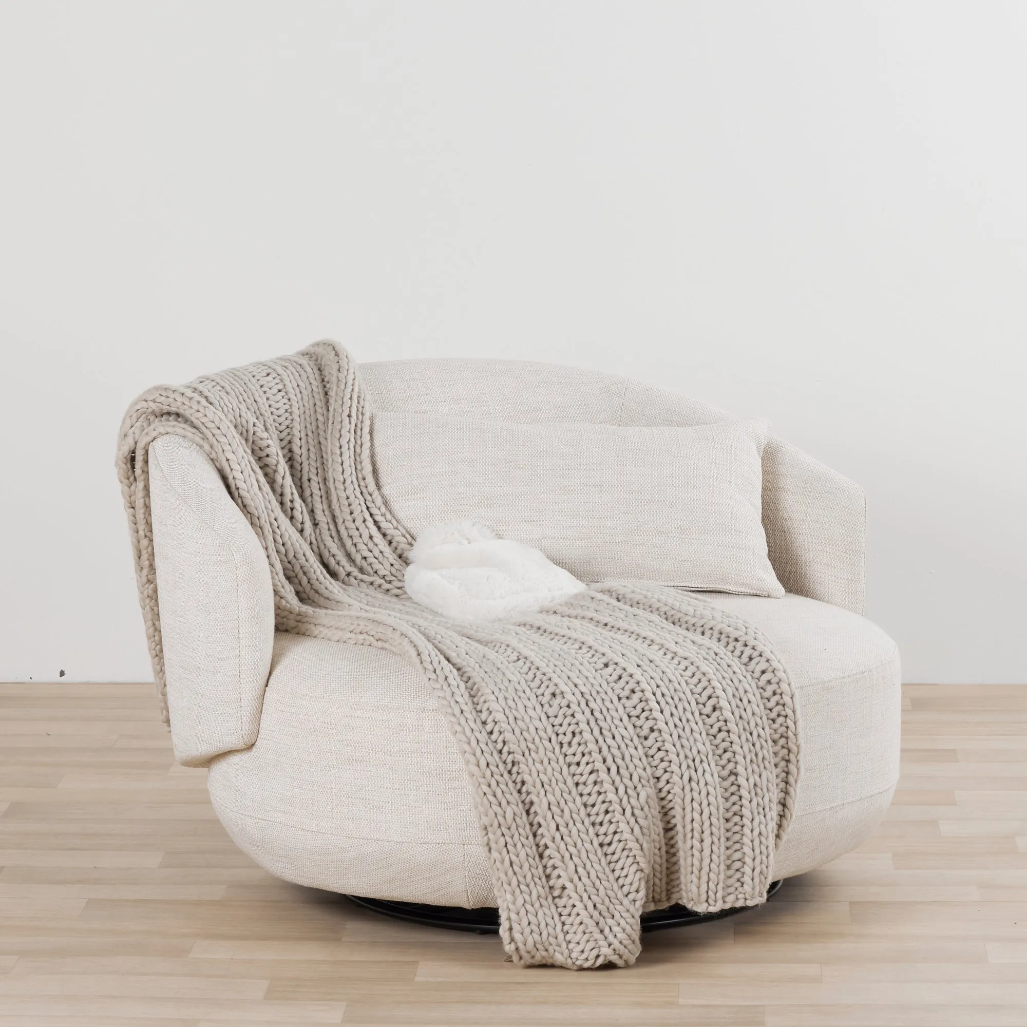 Chunky Knit Throw - Grey