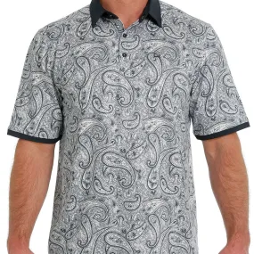 Cinch Men's Arenaflex Short Sleeve Paisley Polo in Blue