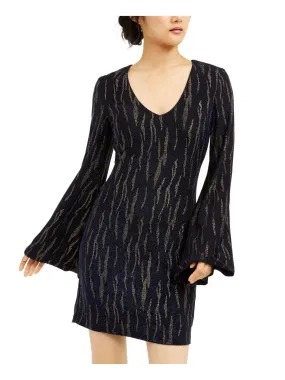 City Studio  Gold Bell Sleeve Short Body Con Formal Dress Juniors, Small