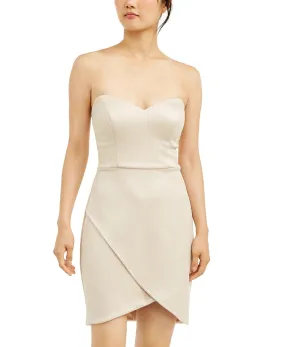 City Studios Juniors' Strapless Wrap-Skirt Dress Gold Size 5