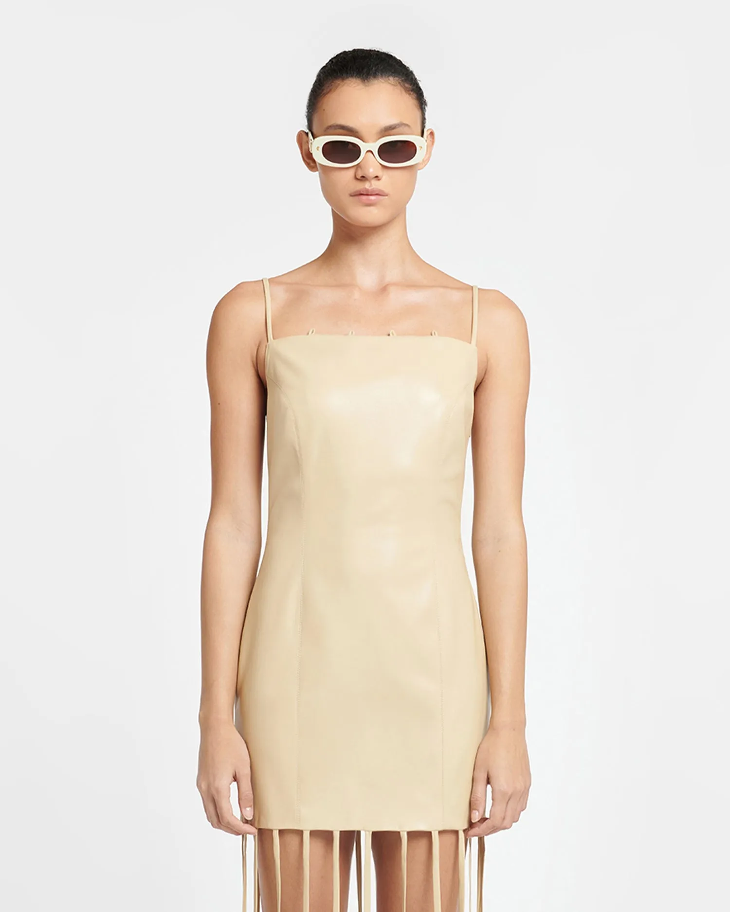 Clary - Okobor™ Alt-Leather Maxi Dress - Almond