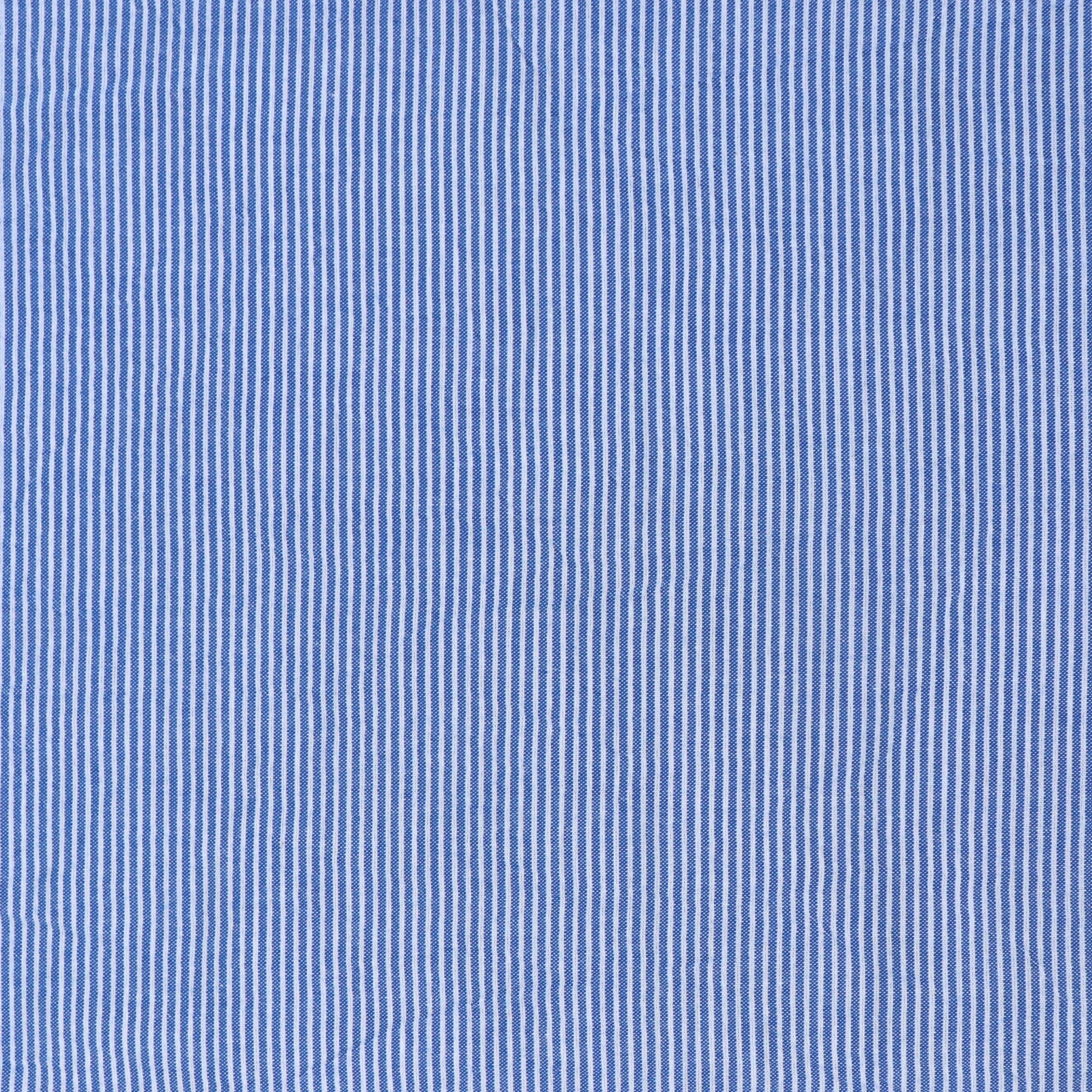 Cotton Seersucker - Blue & White Stripe