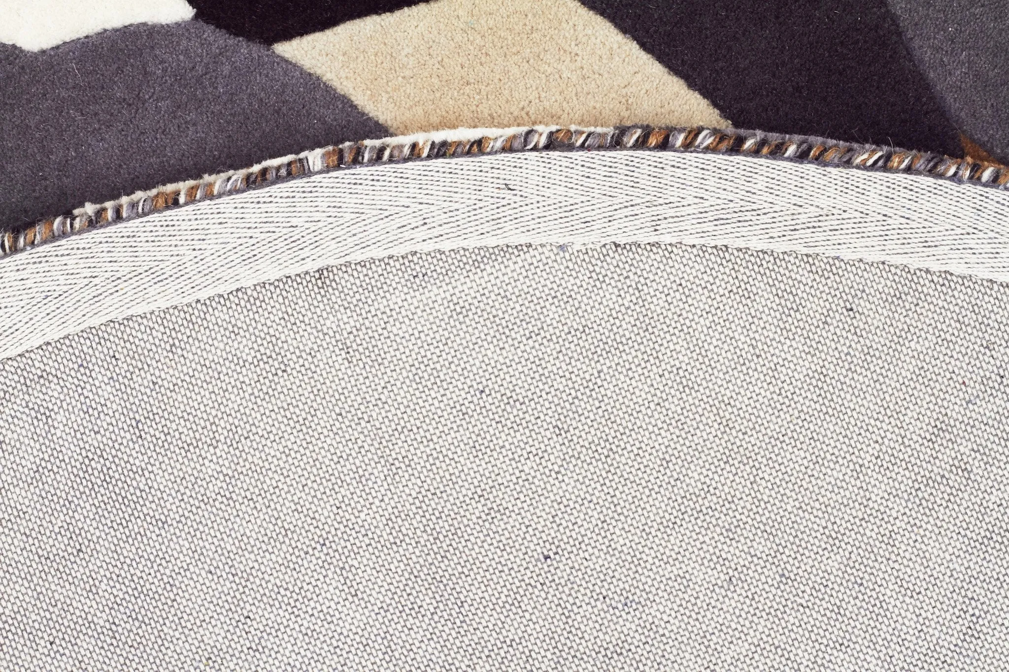 Crossroads Designer Wool Brown White Grey  Round Rug