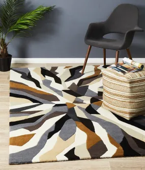 Crossroads Designer Wool Brown White Grey Rug