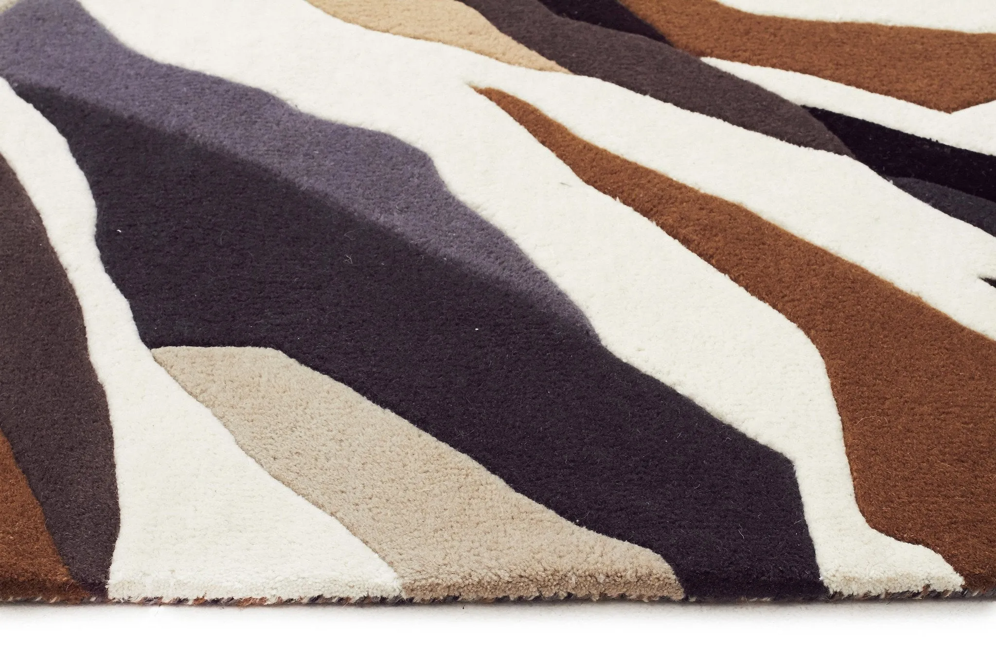 Crossroads Designer Wool Brown White Grey  Runner Rug