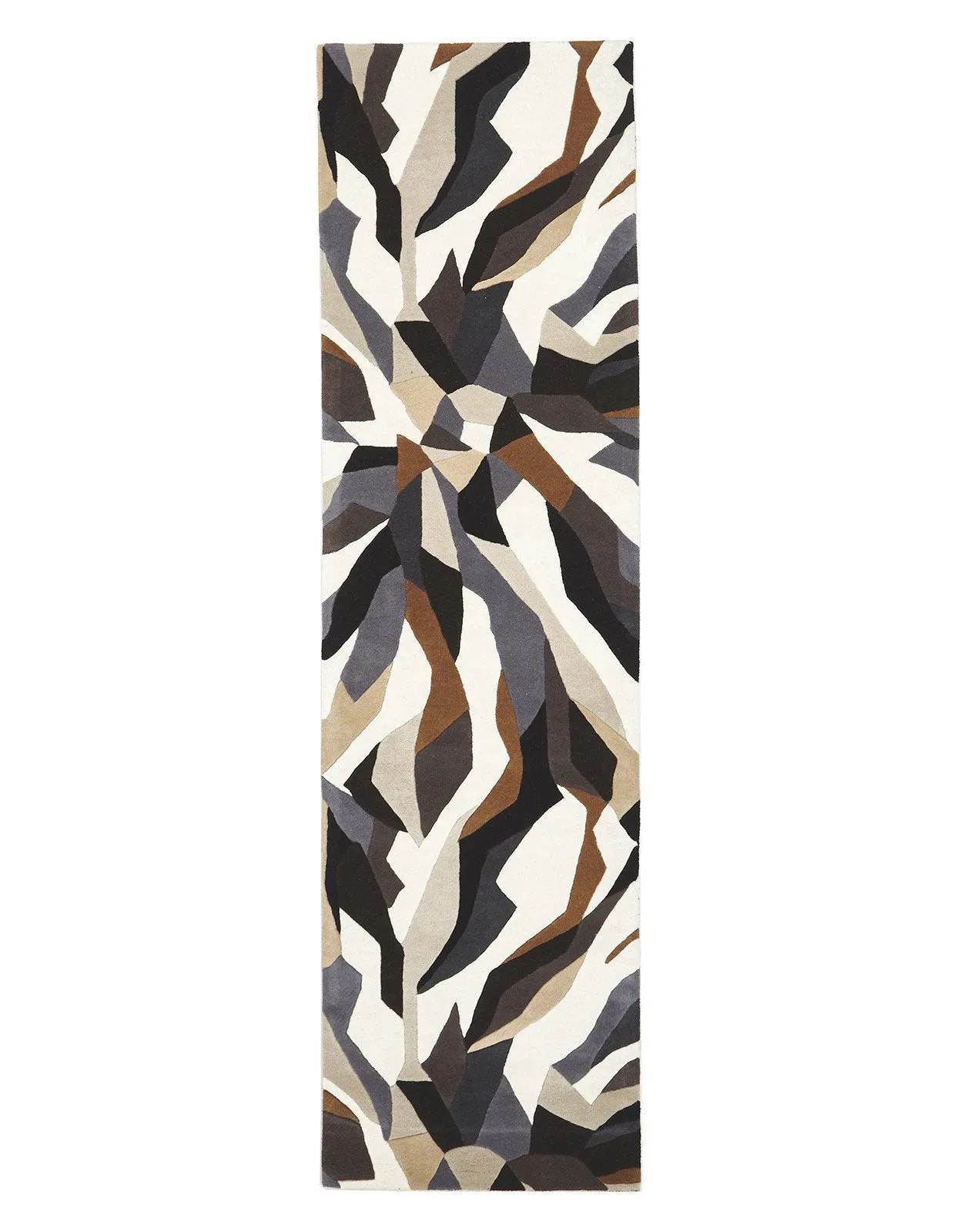 Crossroads Designer Wool Brown White Grey  Runner Rug