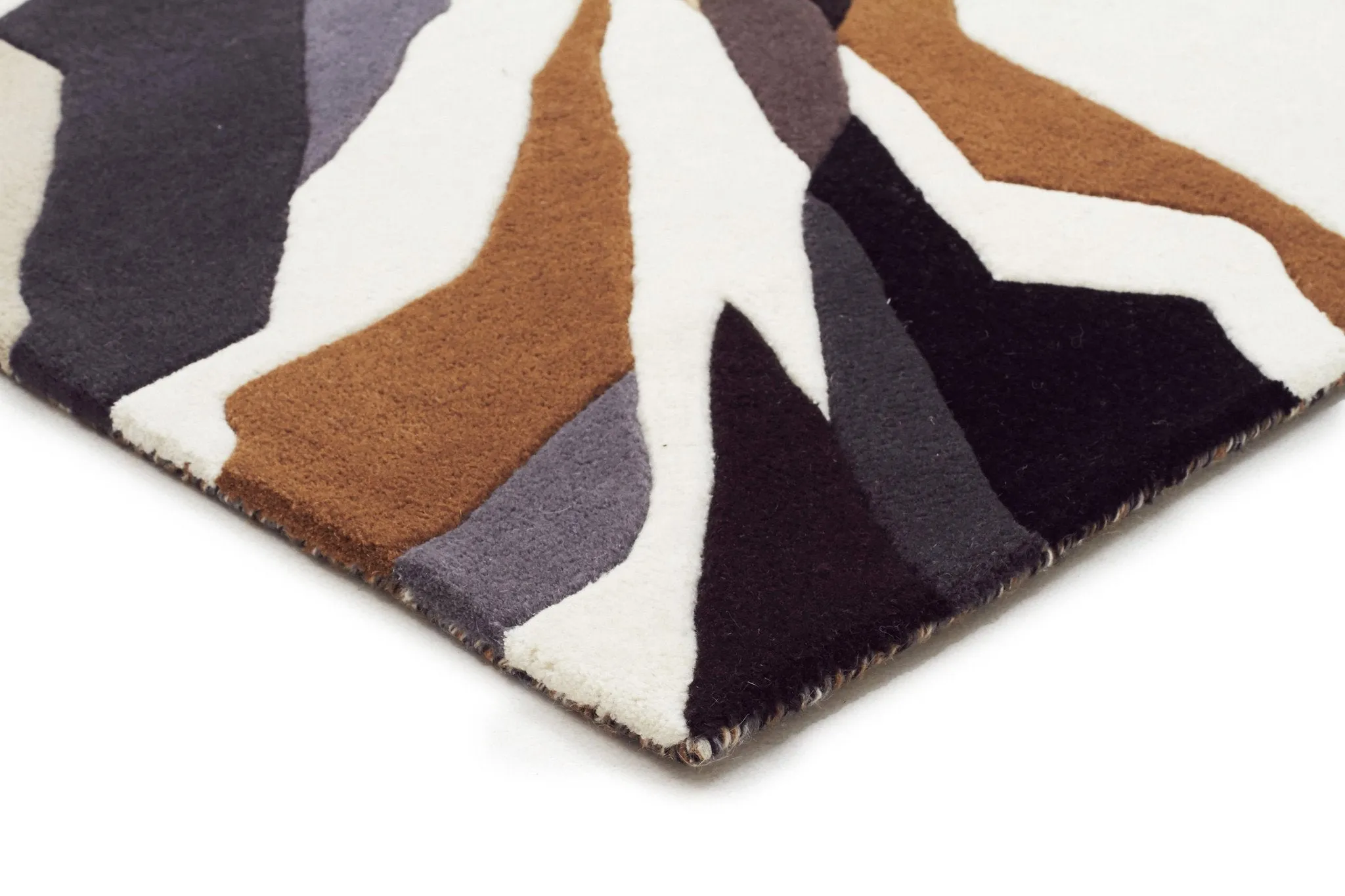 Crossroads Designer Wool Brown White Grey  Runner Rug