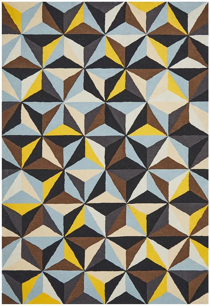 Crystal Designer Wool Blue Rug