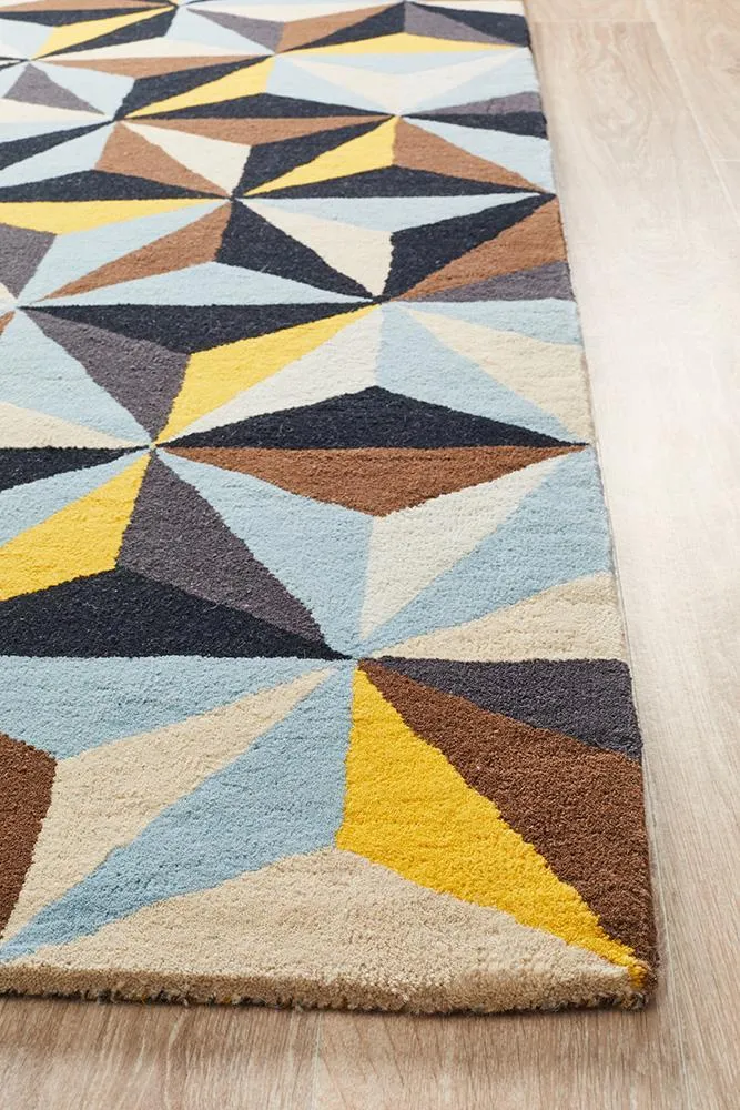 Crystal Designer Wool Blue Rug
