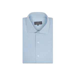 Cutaway Collar Shirt in Light Wash Denim