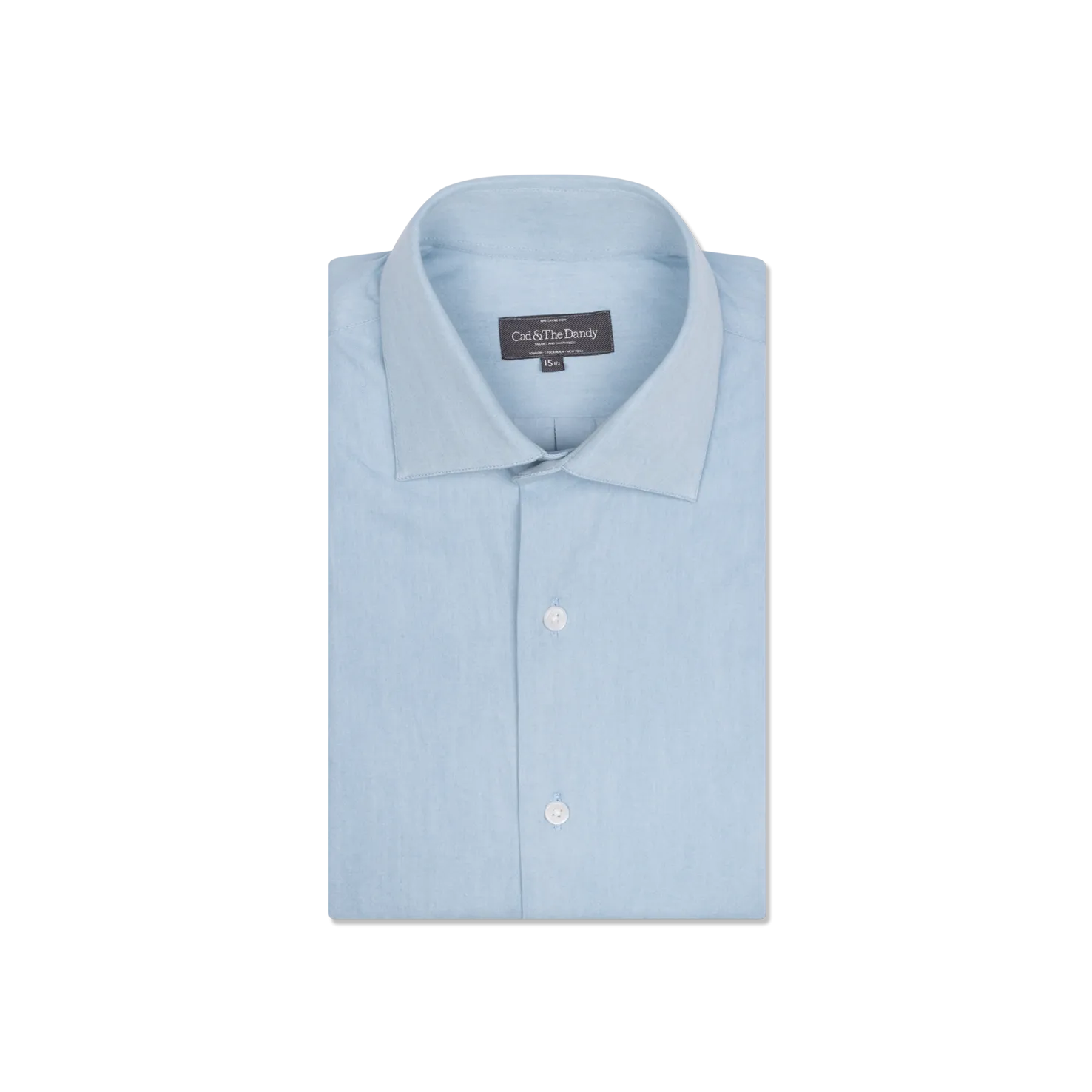 Cutaway Collar Shirt in Light Wash Denim