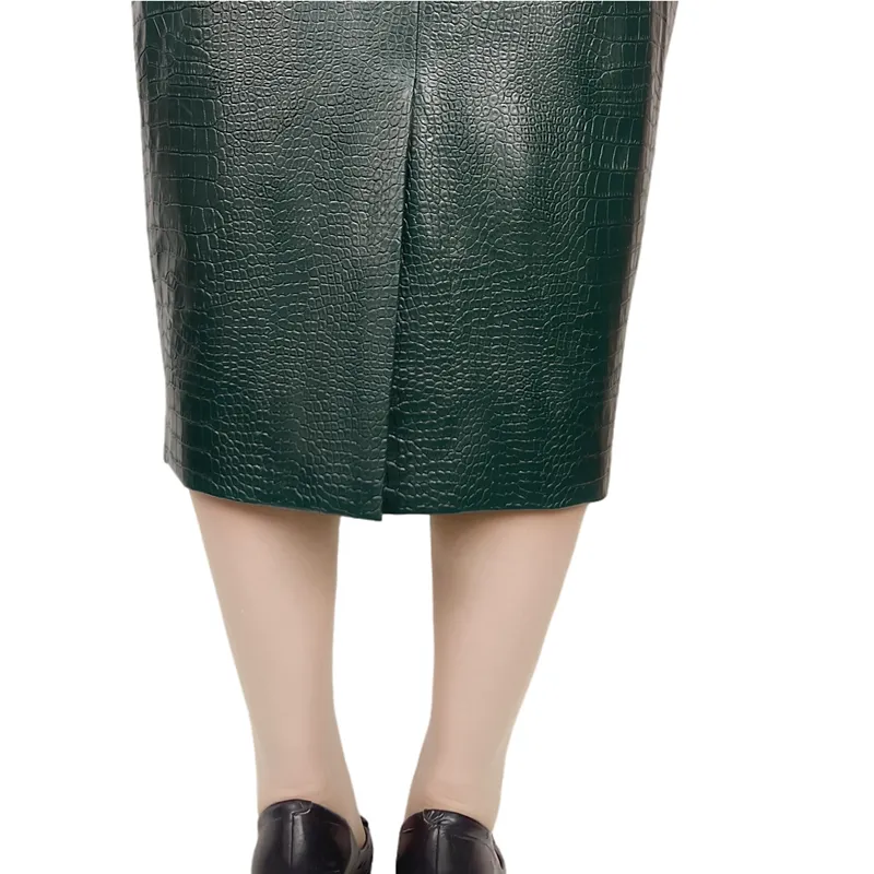 D339 Women croc embossed faux-leather strapless tight fit tube dress