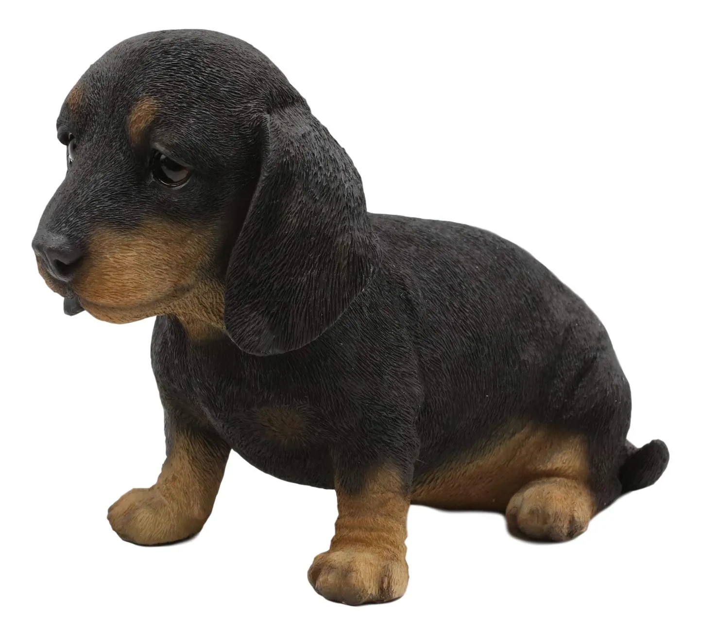 Ebros Realistic Black And Tan Dachshund Puppy Statue 8"L Schnitzel Sausage Wiener Dog