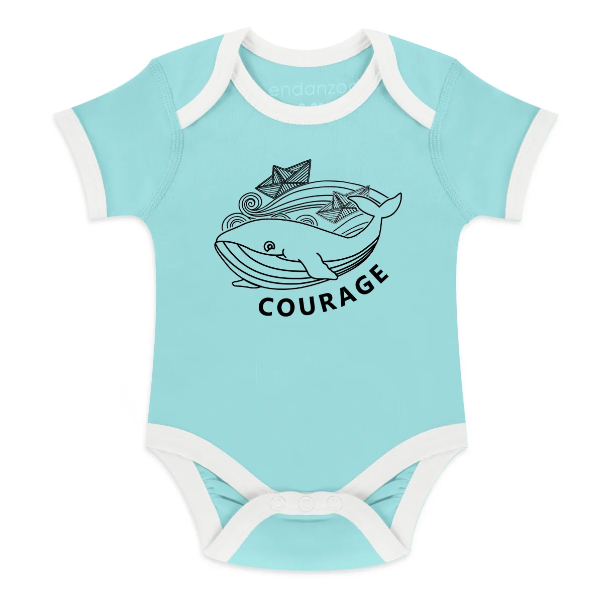 Endanzoo Organic Short Sleeve Bodysuit - Whale Courage
