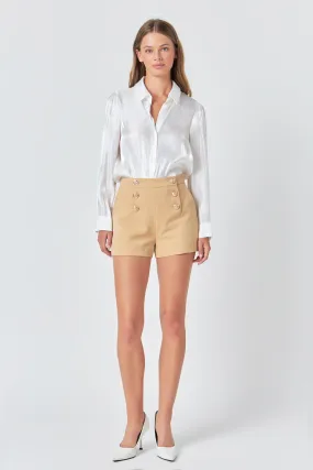 Endless Rose - Gold Color Button Detail Shorts