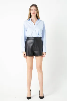 Endless Rose - Lace Trimmed Leather Shorts