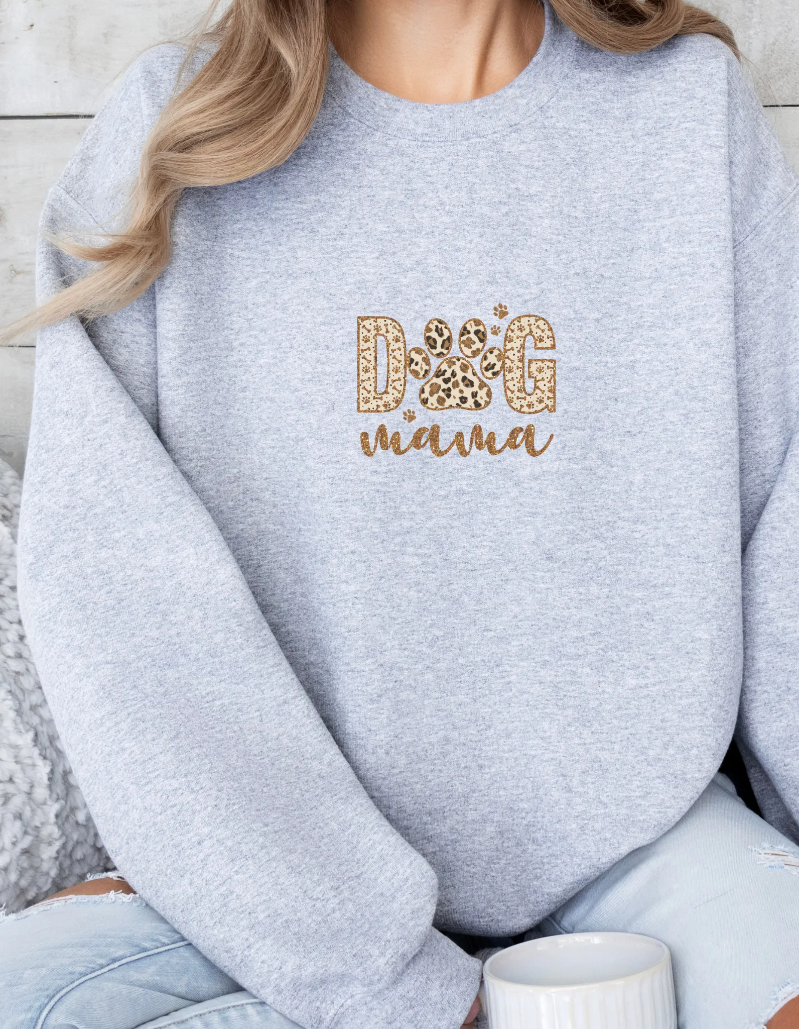 Fashionable Dog Mama Sweatshirt- Oversized Crewneck Sweatshirt for Dog Lovers, Pet Owner Gifts, Christmas Sweater, Gift for Her